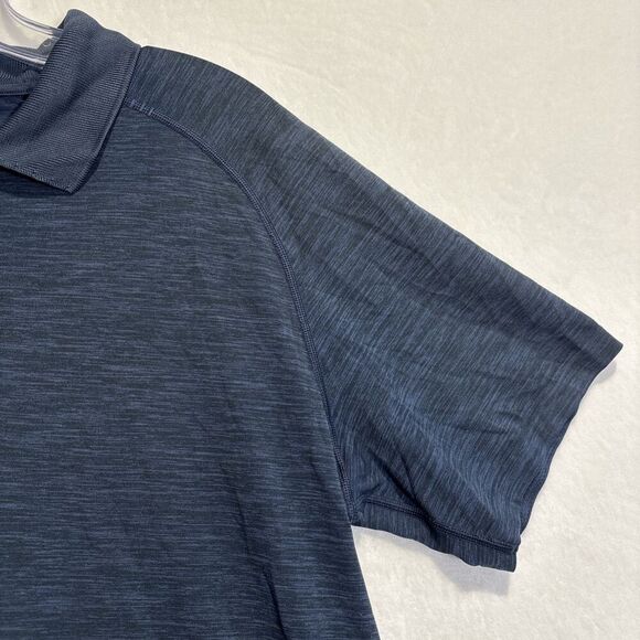 Lululemon Metal Vent Tech Polo Shirt Mens Large Blue Breathable Stretch Golf Gym - Picture 9 of 16